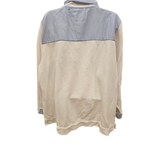 NWT crown ivy Harper 3X womens 1/4 button sweater chambray trim flip cuff warm - Picture 2 of 7